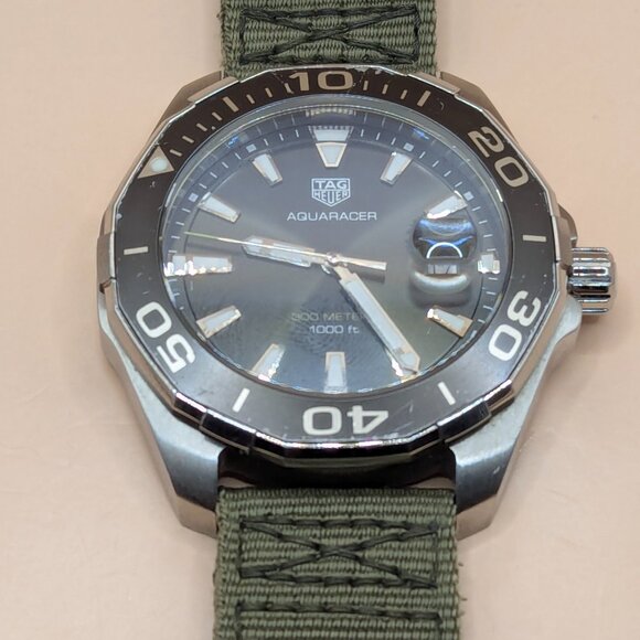 Tag Heuer Aquaracer Khaki Green Men's Watch WAY101E.FC8222*** - Picture 2 of 7
